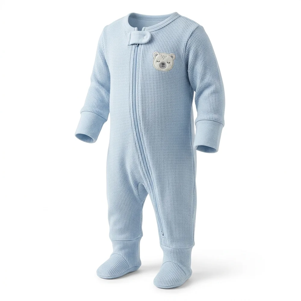 snösoft Footie three-quarter view showing shape and drape